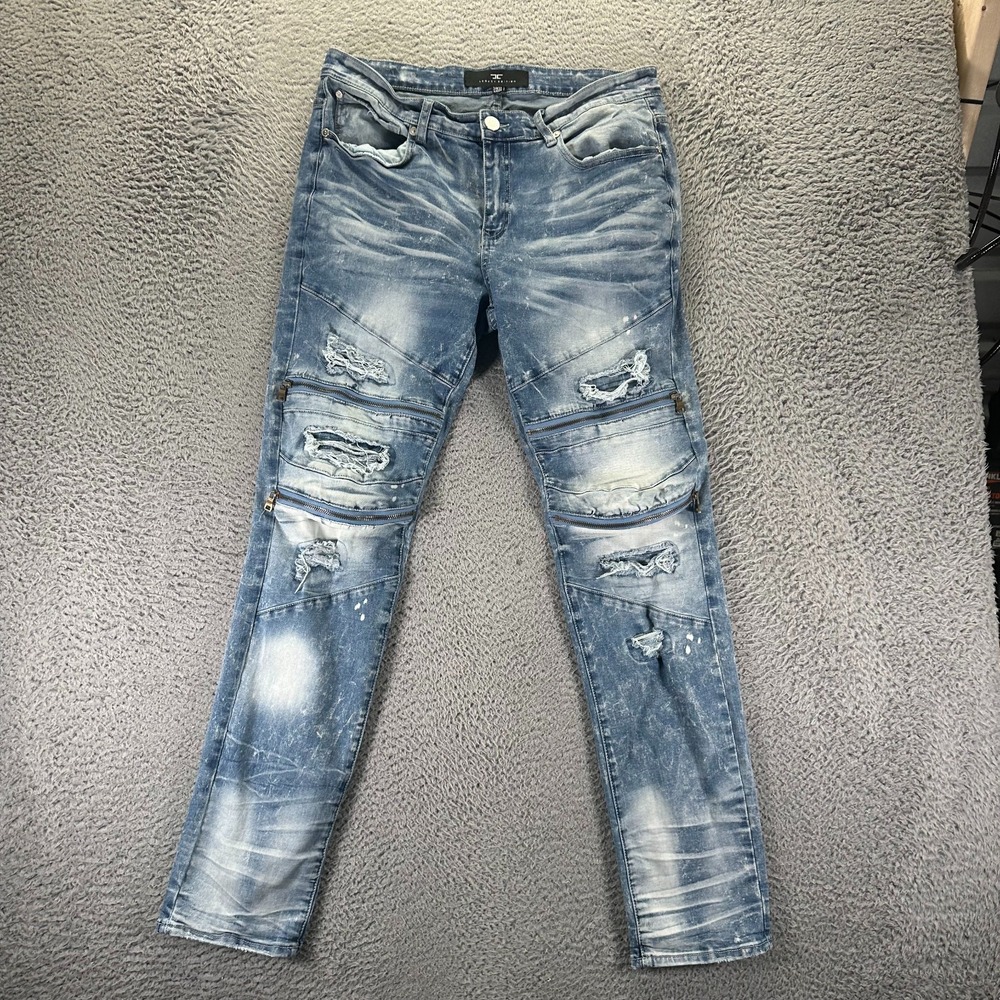 Jordan Craig Jeans Mens 34x32 Blue Artisan Legacy Edition Aaron Stretch Distress